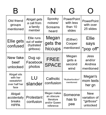 Girlboss PowerPoint Night Bingo Card