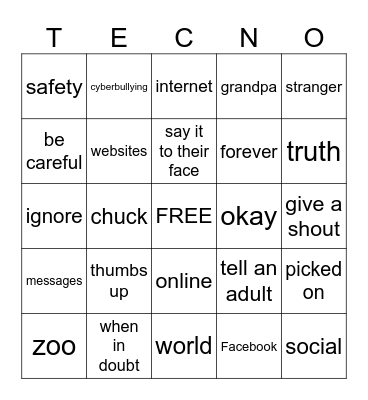 Thumbs Up Chuck Techno Bingo Card