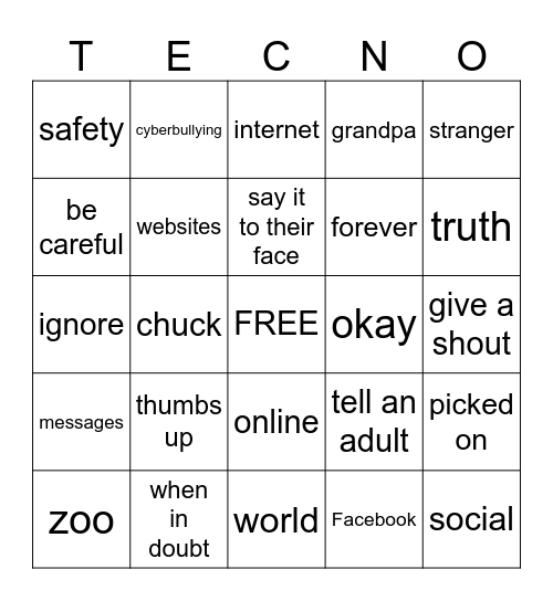 Thumbs Up Chuck Techno Bingo Card