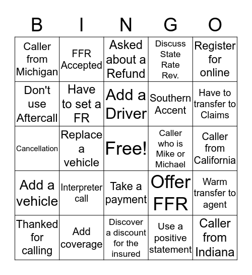 Funky Bunch Bingo Card
