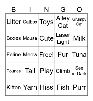Kitten Bingo Card