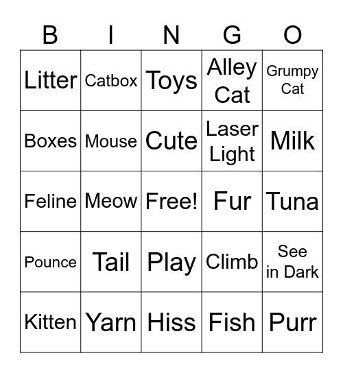 Kitten Bingo Card