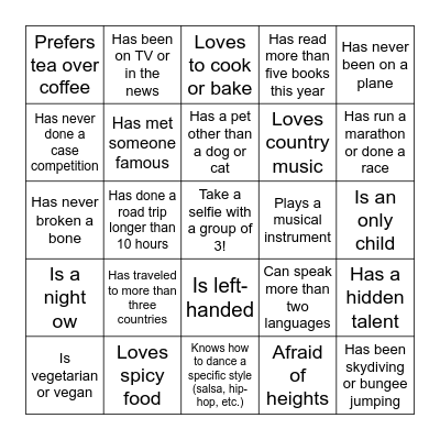 Sauder Summit Human Bingo Card