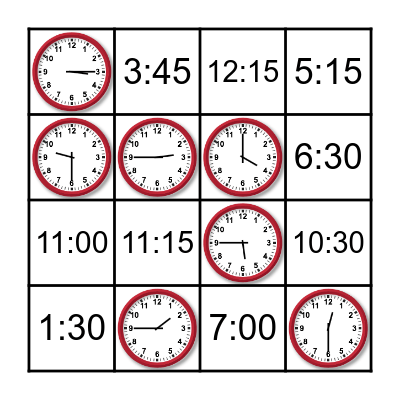 LOTERIA DE LA HORA Bingo Card