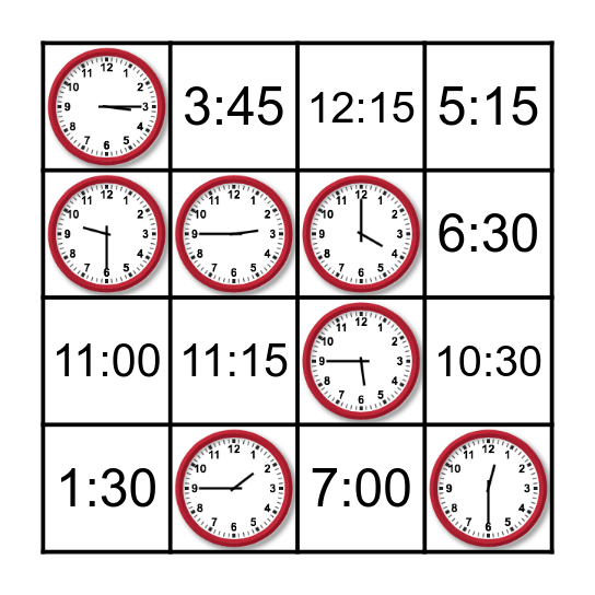 LOTERIA DE LA HORA Bingo Card