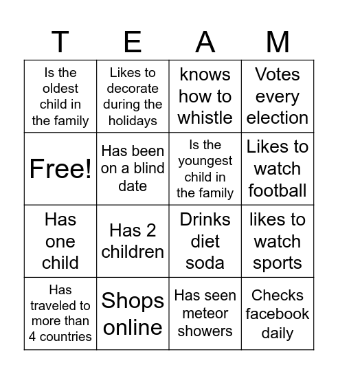 Get to Know You!!!!!!!!!!! Bingo Card