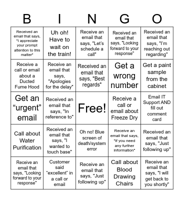 Customer Service Week BINGO Card