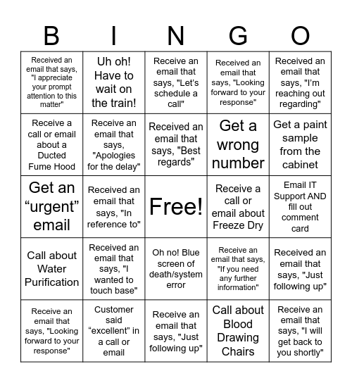 Customer Service Week BINGO Card