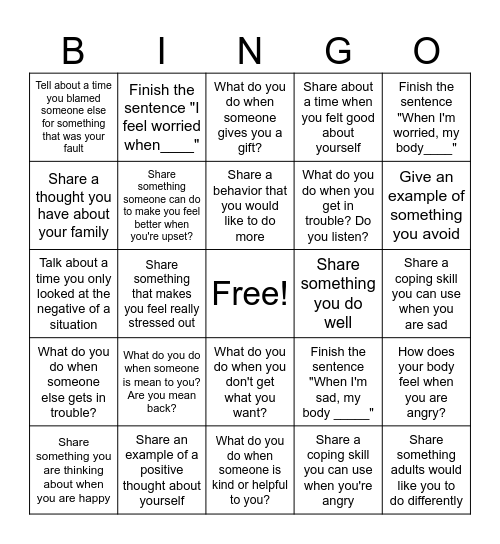 Cognitive Behavioral Therapy BINGO Card