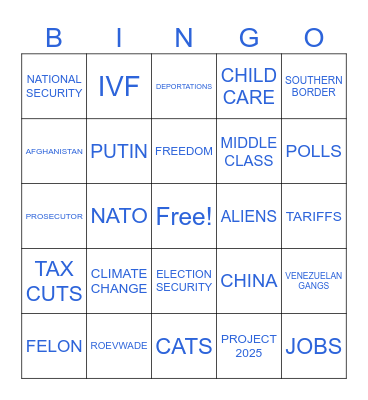 DEBATE BINGO Card