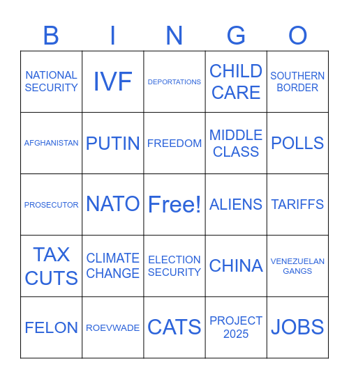 DEBATE BINGO Card