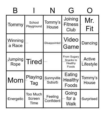 Tommy's transformation Bingo Card