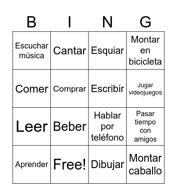 Pasatiempos Bingo Card