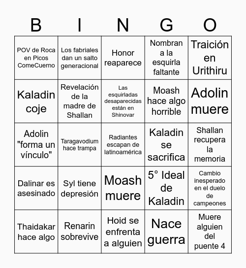 Bingo Viento y verdad Bingo Card