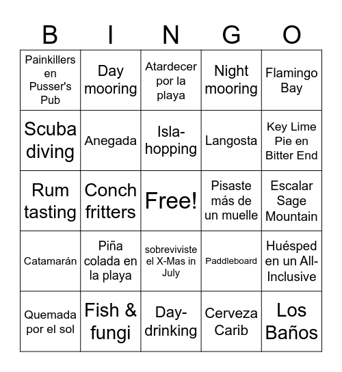 Bingo BVI-ajero Bingo Card