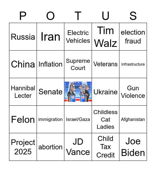 Harris/Trump Debate 9/10/24 Bingo Card