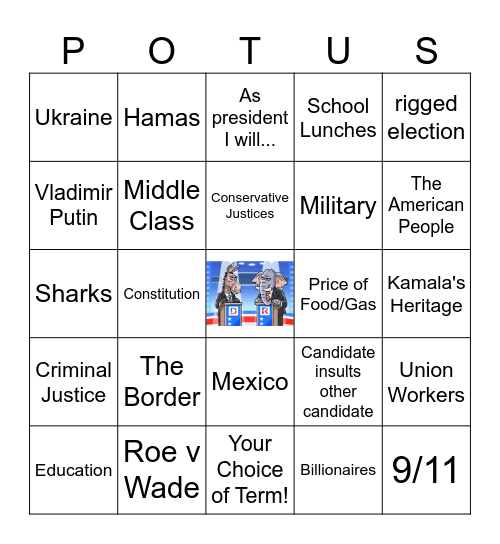 Harris/Trump Debate 9/10/24 Card #2 Bingo Card