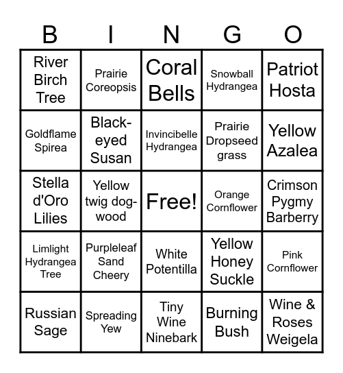 Landscape Surprise Bingo Card