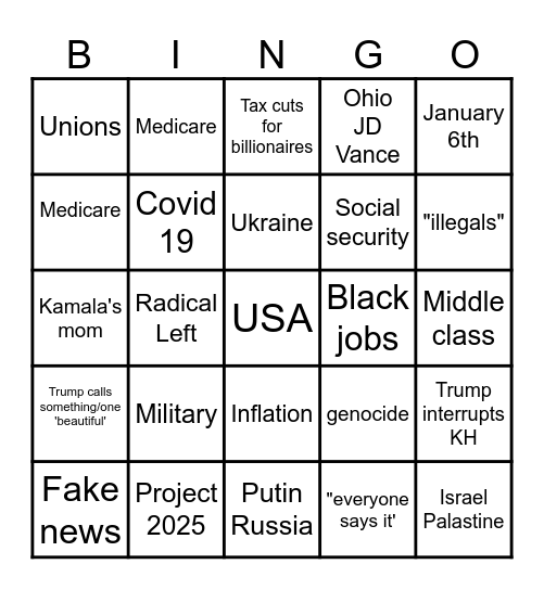 We are NEVER going back- like EVER Bingo Card