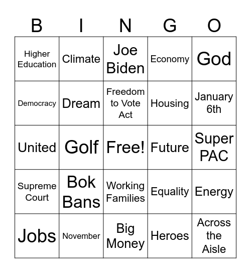 Debate Bingo Card