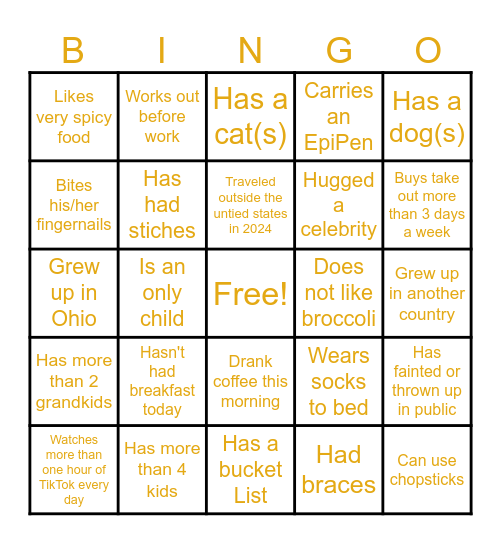 Find Someone Who Bingo Card