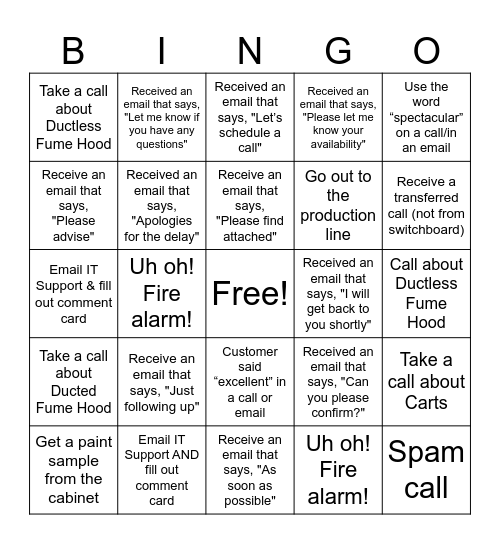 Customer Service Week BINGO Card