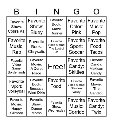 Davis Period 8 Bingo Card