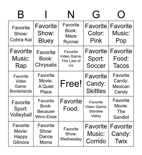 Davis Period 8 Bingo Card