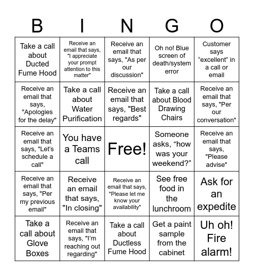 Customer Service Week Bingo Card