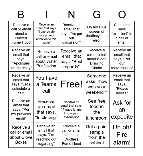 Customer Service Week Bingo Card