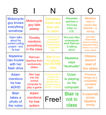 Computer Science Bingo Card