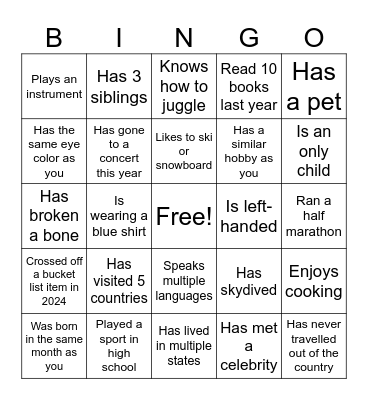 Find Someone Who... Bingo Card