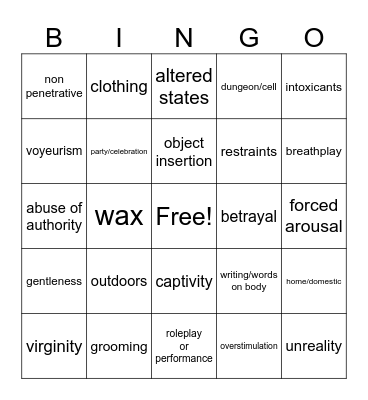 dark bingo Card