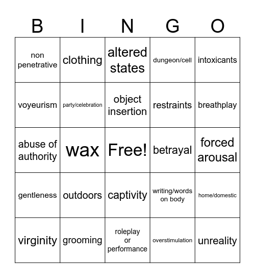 dark bingo Card