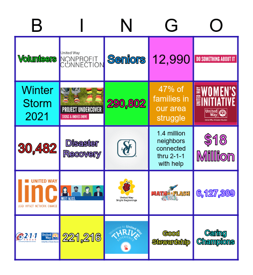 2021 United Way of Greater Houston Bingo Card