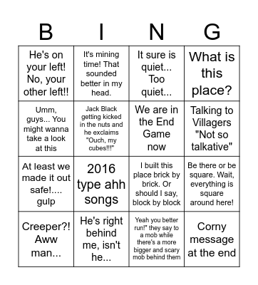 Minecraft Bingo Card