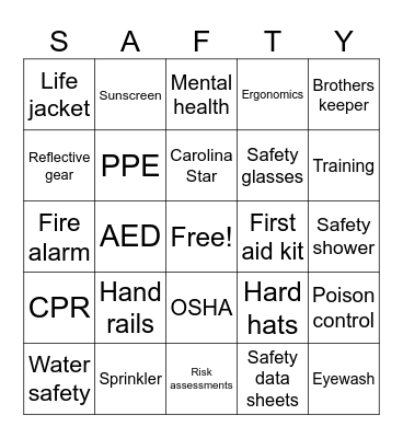 Safety BINGO Card