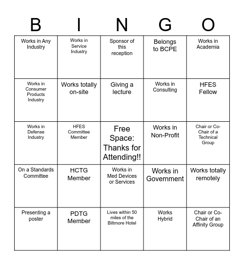 PD/HCTG Networking Bingo: Make an X by finding people who meet the criteria and have them put their name in the box. First to an X wins a prize! Have fun and network!! Bingo Card