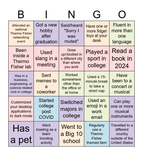 BELONG-O Bingo Card