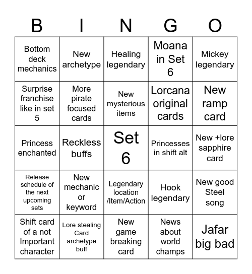 Lorcana Set 6 Bingo Card