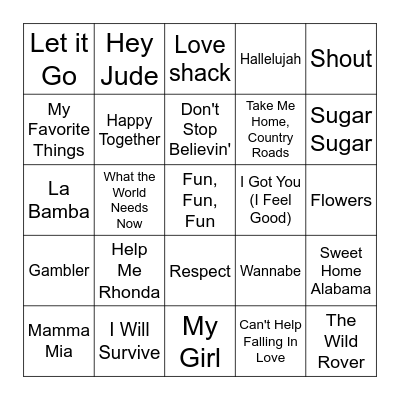 SINGO SING ALONG Bingo Card