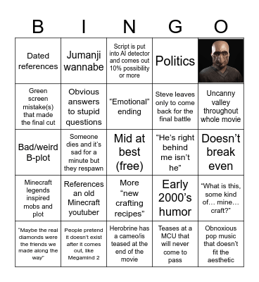 Minecraft Movie Bingo Card Bingo Card