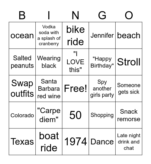 Jenn's 5-0 Whoo Hoo Bingo Card