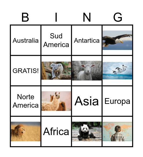 Continents Bingo Card