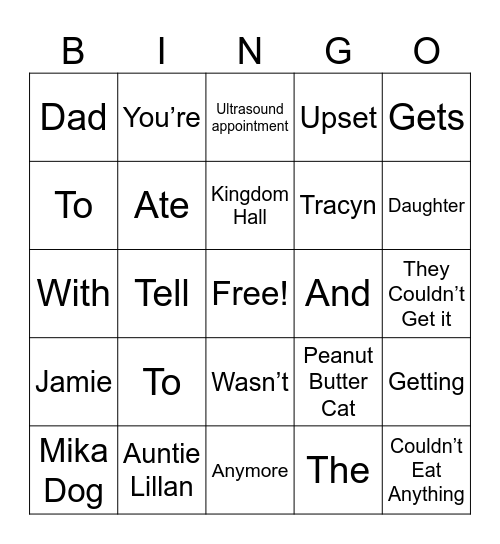 Jamie Walker Bingo Card