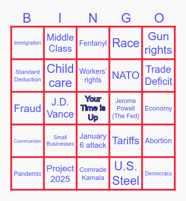 Trump / Harris Debate Bingo Card