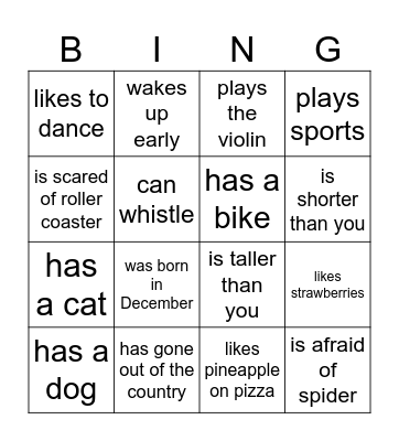 Find Someone Who Bingo Card