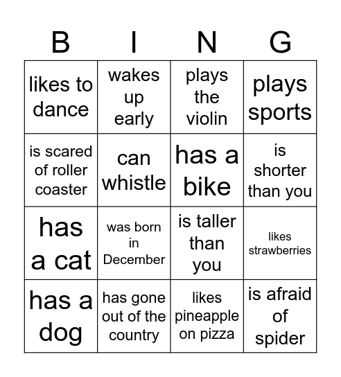 Find Someone Who Bingo Card