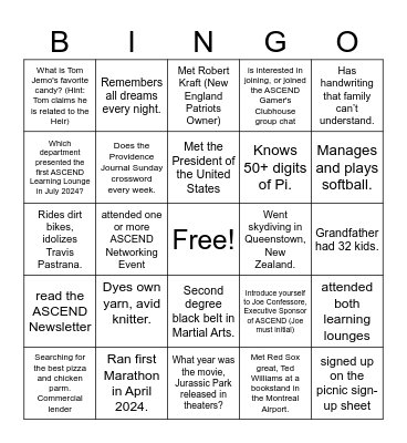 ASCEND BINGO Card