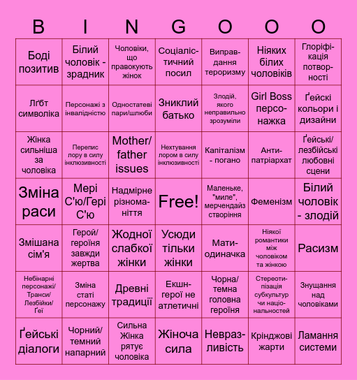 Воук Бінґо 🎰 Bingo Card